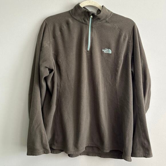 The North Face Polartec Quarter Zip Fleece Pull Over Jacket Brown Size Large - Picture 1 of 6